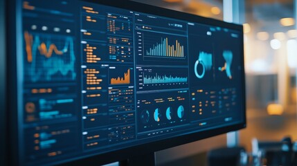 A close-up of a computer screen displaying sports analytics data, with charts and performance metrics