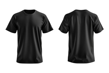 Black T Shirt Front and Back on Transparent Background