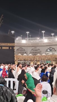 Mecca, Saudi Arabia on February 29, 2024. Umrah pilgrims performing tawaf surround the Kaaba. Some people pray and pray. The Grand Mosque area is still under renovation. Mataf. Hajj.