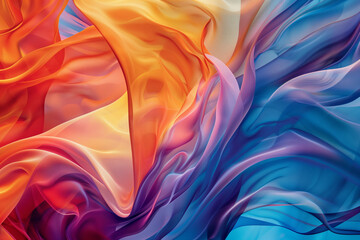 Obraz premium Vibrant Flowing Fabric Waves in Orange and Blue Tones