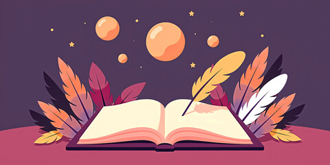 Cosmic-themed open book