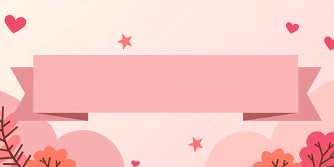 Pink banner with hearts and stars
