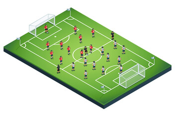 Football Soccer pitch Isometric vector illustration