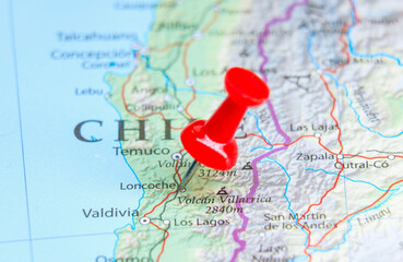 Obraz premium Loncoche, Chile pin on map