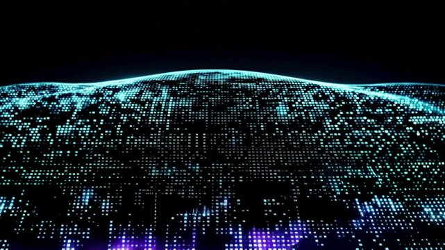 binary code black white background motion future tech system