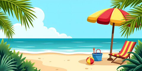 Fototapeta premium Summer Beach with an Umbrella