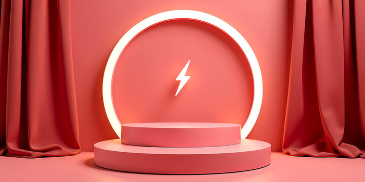 Neon Lightning with a Curtain Backdrop