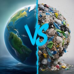 globe earth day concept planet vs plastic