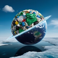 globe earth day concept planet vs plastic