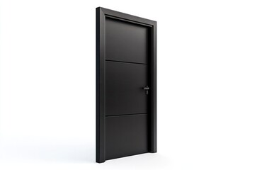 Modern Black Door Isolated on White Background