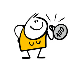 Cartoon very strong young girl lifts a heavy weight. Vector illustration of an athlete. Weightlifting competitions, Olympic Games. Isolated cartoon person on white background.