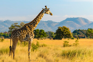 Obraz premium A large giraffe in a Africa National Park
