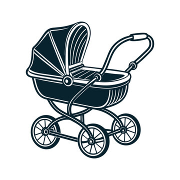 recommend clip art: black baby carriage Baby Stroller silhouette for a newborn vector art illustration