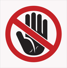 No entry hand red label vector silhouette on a white background