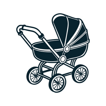 recommend clip art: black baby carriage Baby Stroller silhouette for a newborn vector art illustration