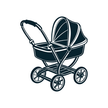 recommend clip art: black baby carriage Baby Stroller silhouette for a newborn vector art illustration