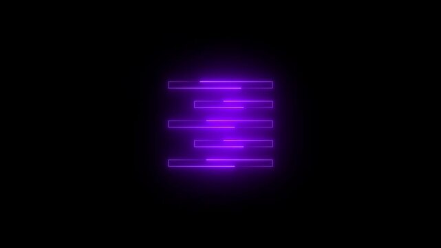 Neon align right icon purple glowing black background animation