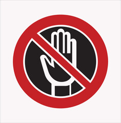 No entry hand red label vector silhouette on a white background