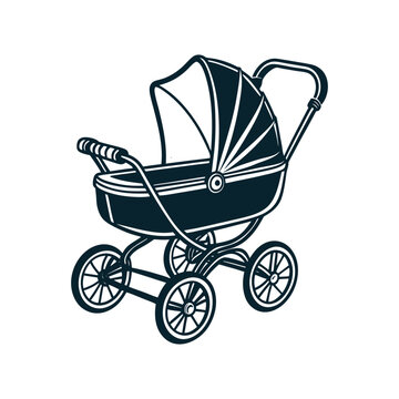 recommend clip art: black baby carriage Baby Stroller silhouette for a newborn vector art illustration