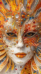 Obraz premium Face with carnival mask with attractive colors