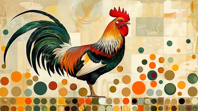 Multicolored fancy rooster with attractive design