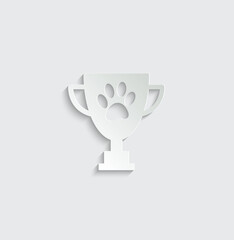 animal pet trophy icon vector  paw dog or cat and cup winner 