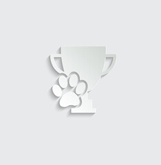 animal pet trophy icon vector  paw dog or cat and cup winner 