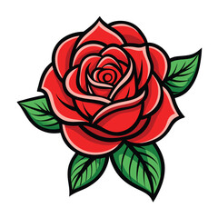 a drawing of red roses with green leaves and a white background. vector illustration 