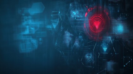 Fototapeta premium A background designed for cybersecurity training presentations, with digital elements representing threats and defenses