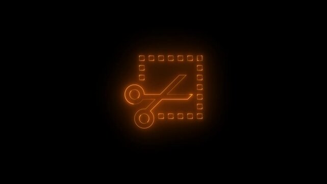 Neon annotation icon brown glowing black background animation