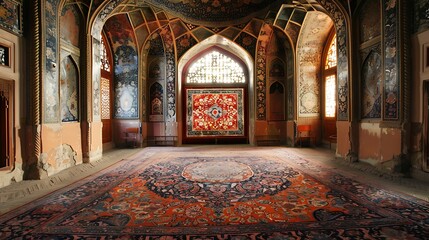 Obraz premium Beautiful silk rugs in an ancient middle eastern rug keep