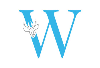initial W latter with Head vector logo design wild animal with horns quality stylish luxury,