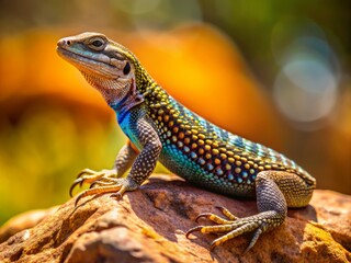 Obraz premium With scaled perfection, a curled tail lizard basks on a rocky outcropping in its native domain, a testament