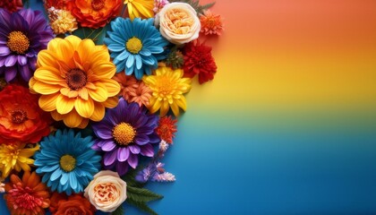 Hispanic Heritage Month background with vibrant colors and beautiful flower arrangements, with copy space, with empty space, no text, no word, no character, --no logo