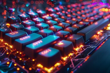 Obraz premium Neon glowing keyboard