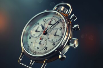 Close up view of a luxury chronograph watch, showcasing its intricate design and craftsmanship