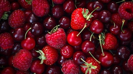 Berries used to make red cherry sauce raspberries and berries