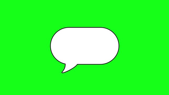 Animated speech bubble in the shape of an oval cloud with a white outline, chat balloon icon. The color scheme, the green background of the screen.