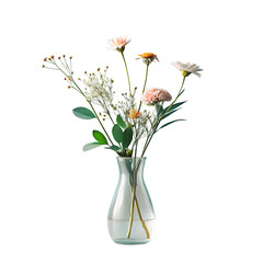 Obraz premium Minimalist Flowers and leaf in a vase.