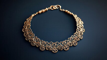 Elegant gold necklace with intricate design, perfect for special occasions and enhancing any outfit.