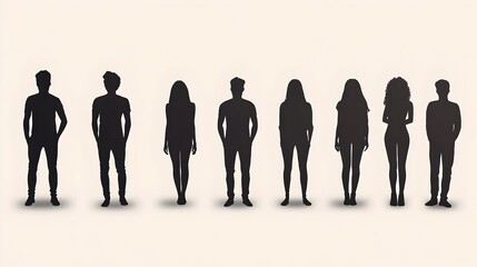 Diverse Silhouette Figures Standing in Unity and Connection
