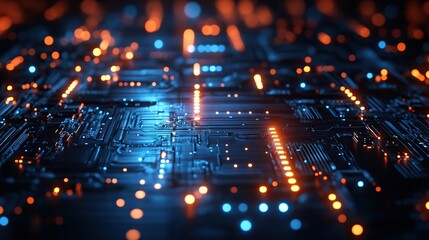 Obraz premium A 3D rendering of a digital abstract technology background, featuring interconnected elements in a futuristic style.