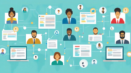 online job interview diverse people network  illustraion