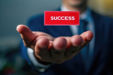 Symbol of Achievement: 'SUCCESS' in Hand