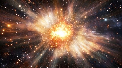 Obraz premium Stunning Celestial Supernova Eruption, Radiant Light Bursts and Shockwaves Expanding in the Cosmos, Space Phenomenon