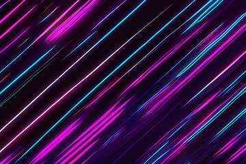 Abstract diagonal pink and blue neon light streaks on a dark background.