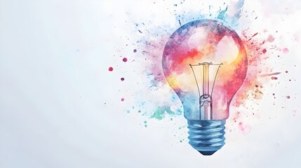 Glowing Watercolor Lightbulb Symbolizing Innovative Vision and Creative Leadership