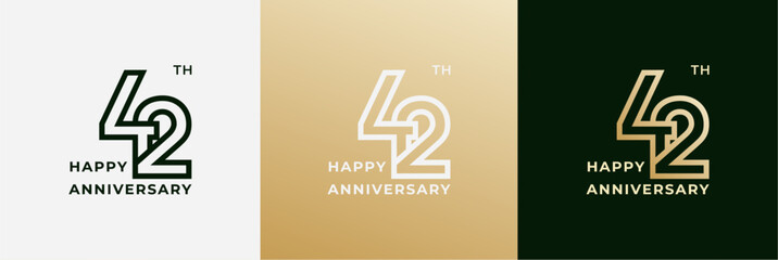 Logo 42th, 42 years anniversary, Creative design template for celebration, greeting and invitation. Editable file