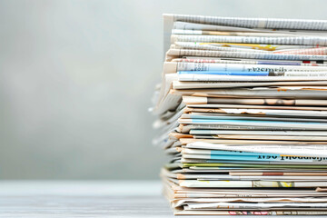 stack of newspaper with copy space
