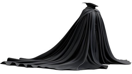 Naklejka premium A flowing black cloak ripples as if caught in a breeze, draped in mystery and elegance.
